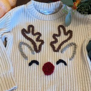 Handmade Hand embroidered  Reindeer Knit Sweater